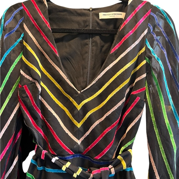 Amanda Uprichard Black Multicolor Striped Dress - Picture 5 of 12